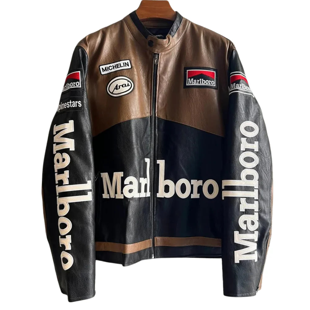 MB Brown Leather Racing Jacket | Unisex
