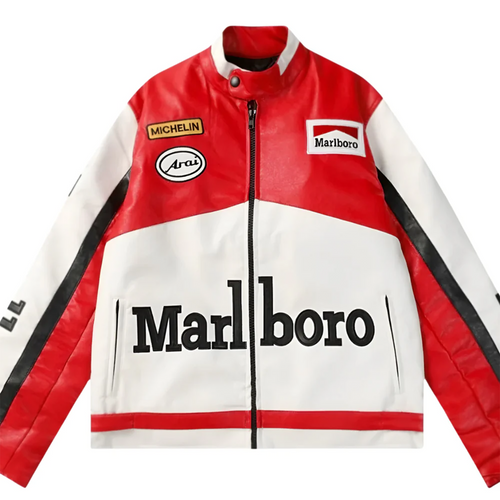 White MB Leather Racing Jacket | Unisex