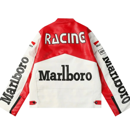 White MB Leather Racing Jacket | Unisex