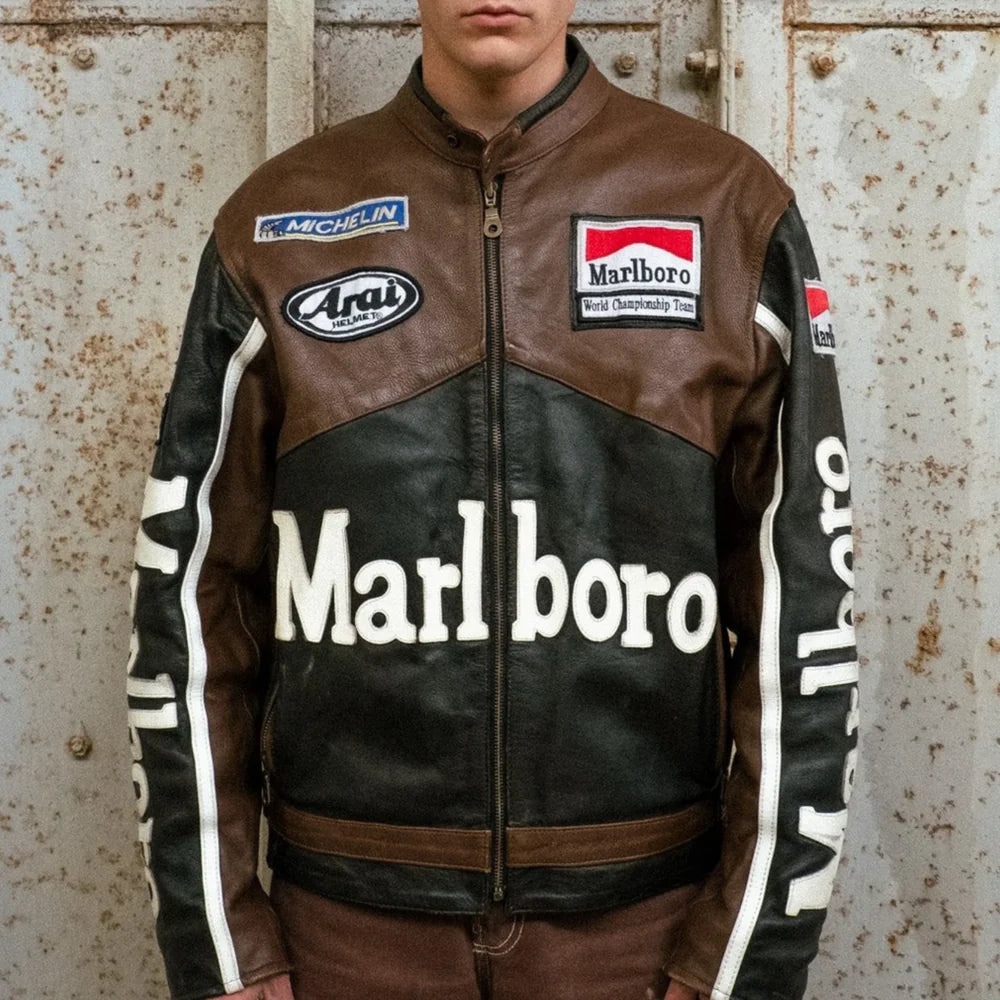 MB Brown Leather Racing Jacket | Unisex