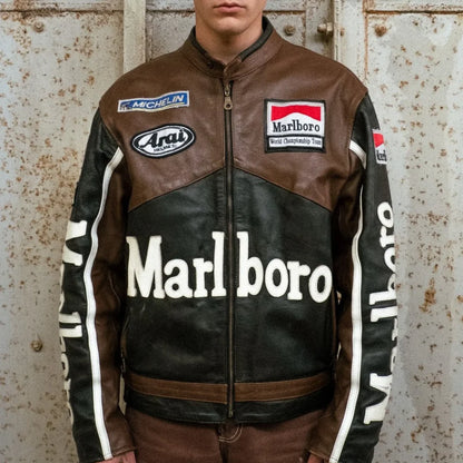 MB Brown Leather Racing Jacket | Unisex