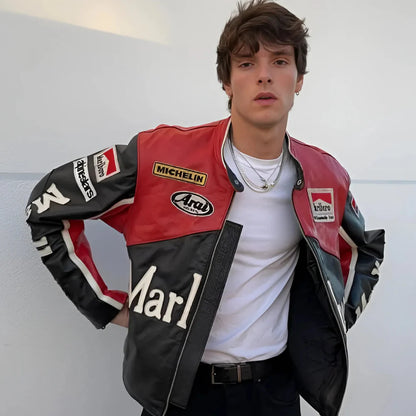 MB Black Leather Racing Jacket | Unisex